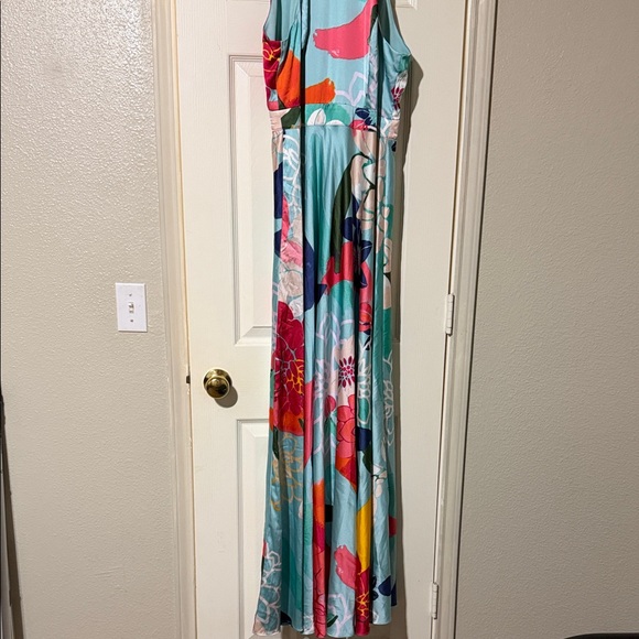 Laundry by Shelli Segal Floral Satin Maxi Dress. Elegant Wedding Guest Formal - Picture 6 of 9